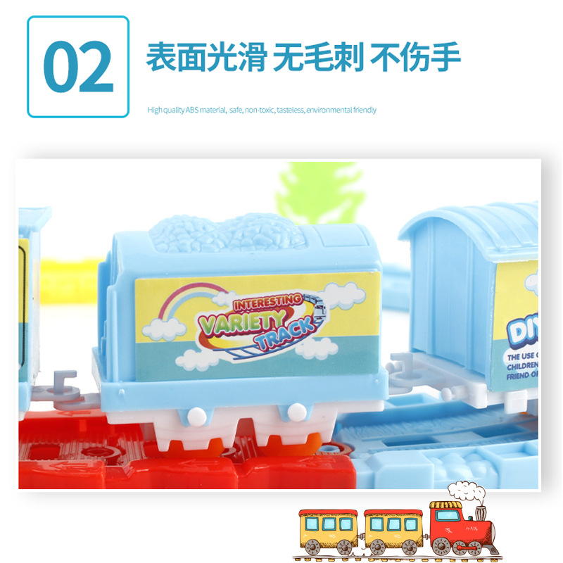 Picture of Children's electric DIY track small train toy set model night market stall goods Source push gift wholesale steam