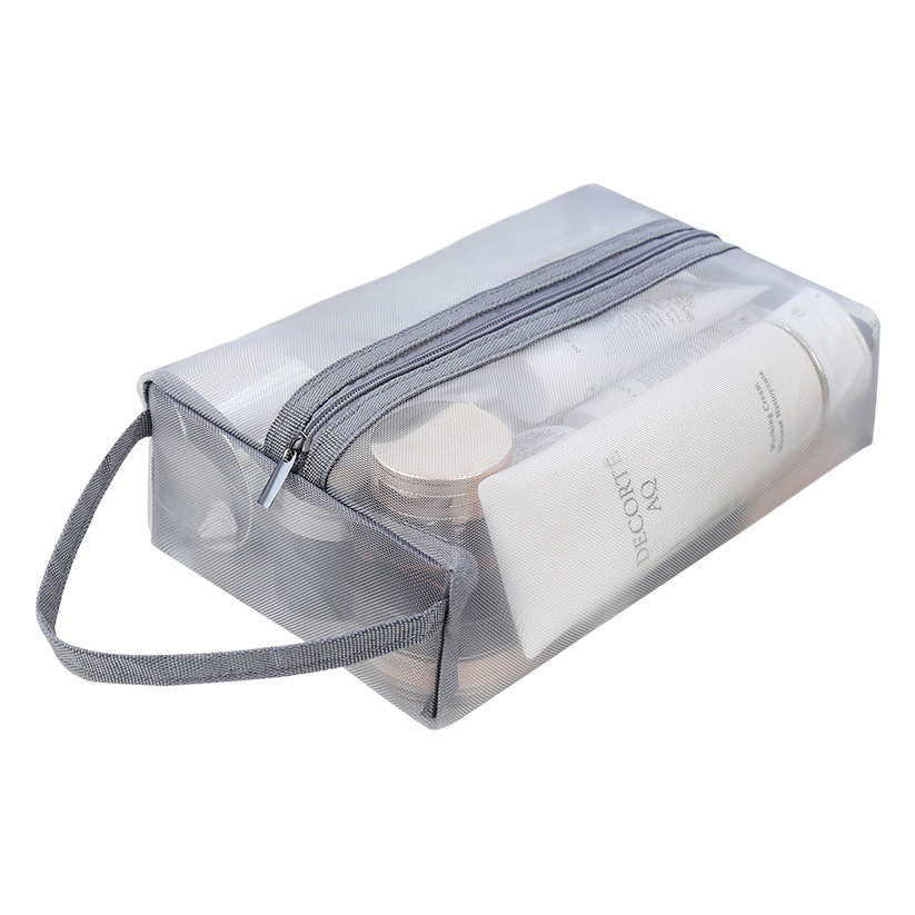 Mesh Portable Cosmetic Bag Women's Travel Transparent Wash Bag Skin Care Products Lipstick Eye Shadow Brush Storage Bag Large Capacity