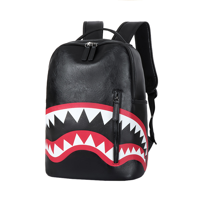 Picture of Cross-border Men's Backpack Travel Bag Fashion Plaid Backpack Student Bag Large Capacity Street Trendy Shark Bag