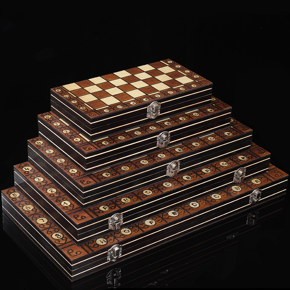 Picture of Factory direct wooden magnetic chess 3 in 1 set portable foldable educational competitive board game toys