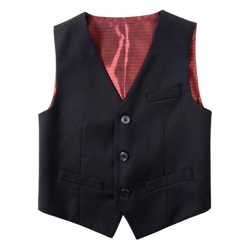 Children's black suit waistcoat boys flower girl dress performance clothing British fashion fan solid color vest a generation of hair