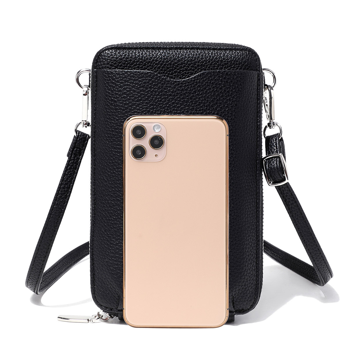 Picture of Cross-border New Litchi Pattern Vertical Zipper Mobile Phone Bag Foreign Trade Mini Large Capacity Women's Shoulder Bag Crossbody Bag