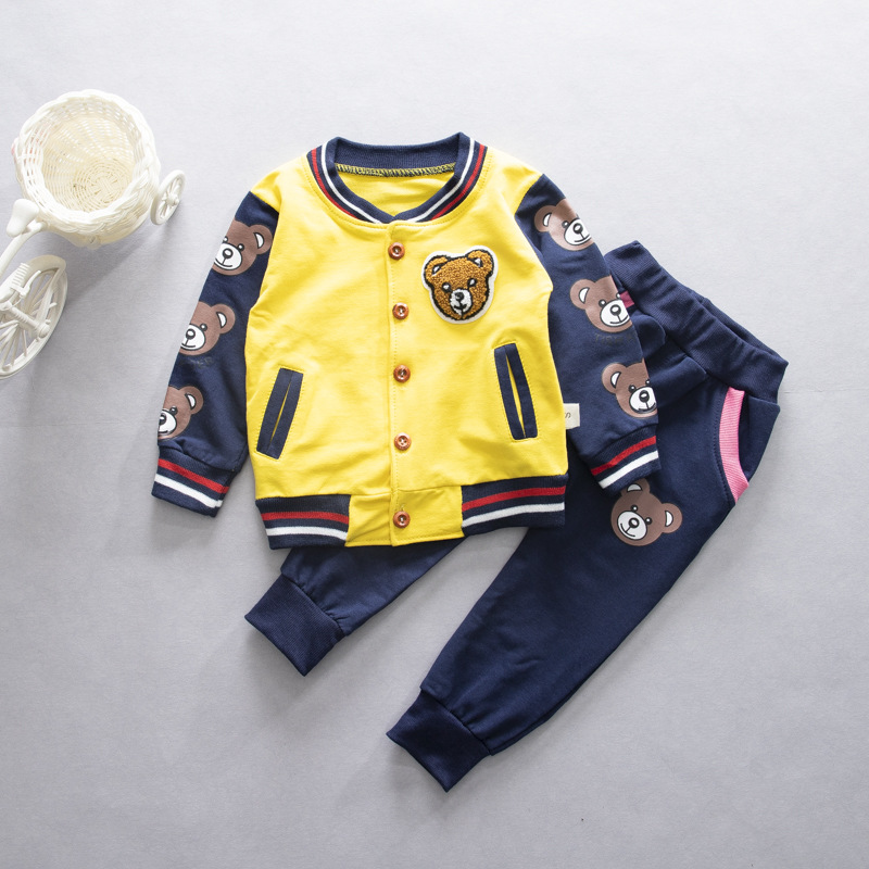 Picture of Spring and Autumn Children's Fashion Set Boys and Girls Jacket Pants Two-Piece Set Baby Cartoon Baseball Dress Set
