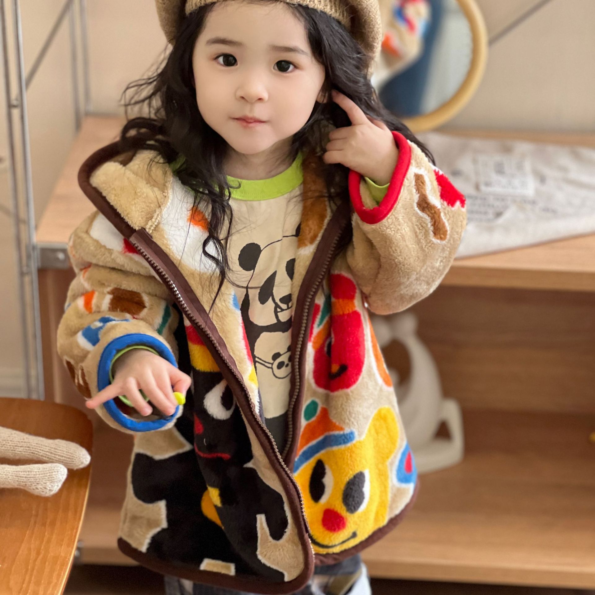 Picture of Spot Miki pockmarked bear fur coat