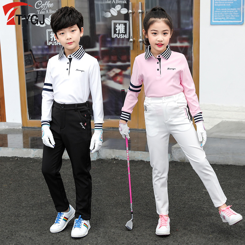 Picture of TTYGJ Golf Children's Clothing Autumn Boys and Girls Korean Slim-fit Breathable Long-sleeve Children's Lapel T-shirt
