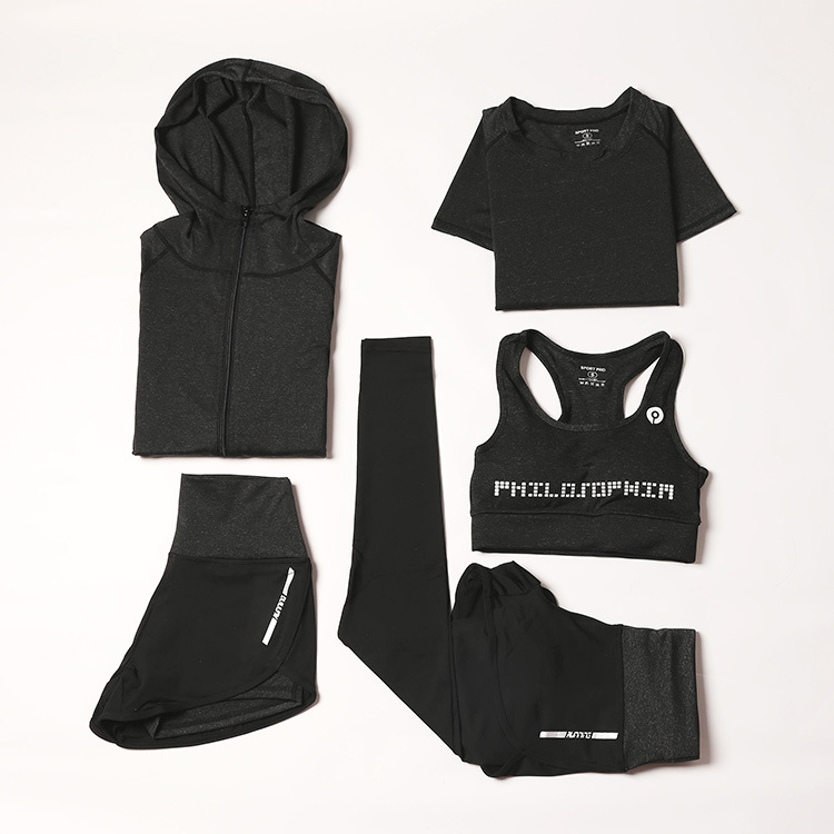 Picture of 2019 new yoga clothing suit tremolo explosion five-piece set of slim slim quick-drying clothing professional running sportswear