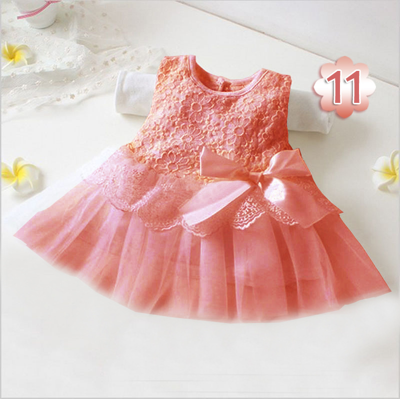 Picture of Summer New Girls Baby Baby Princess Mesh Sleeveless Bow Small Size Dress Multi-color Available