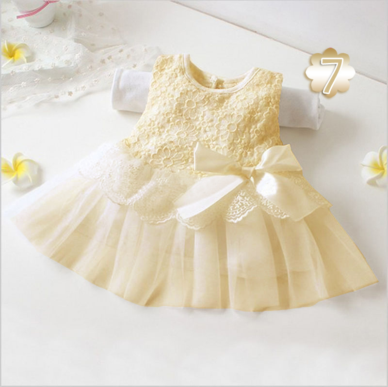 Picture of Summer New Girls Baby Baby Princess Mesh Sleeveless Bow Small Size Dress Multi-color Available
