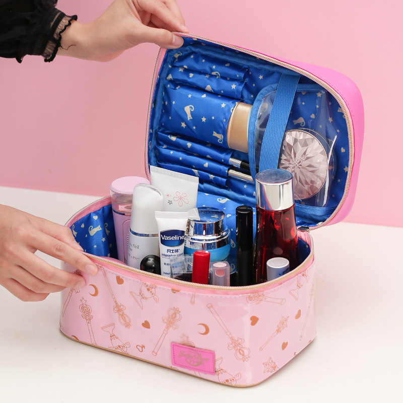 Picture of Japanese Beauty Girl Moon Same Style Cosmetic Bag Leather Cosmetic Storage Bag Cartoon Cute Large Capacity Wash Bag