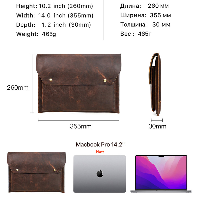 Picture of Suitable for macbookpro14 top layer cowhide protective cover Apple laptop air13.3 inch liner bag