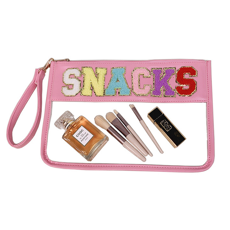 Picture of Amazon Explosions Embroidered Letters Cosmetic Bag PVC Transparent Zipper Bag Waterproof Portable Washes Storage Bag Cross-border