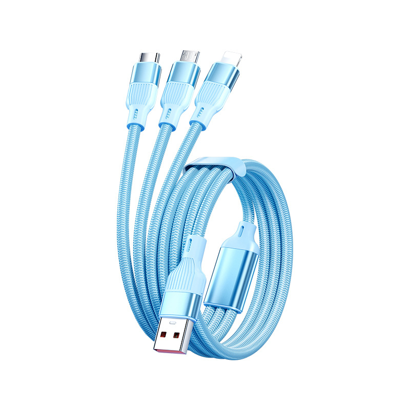 Picture of 120W Super Fast Charging Three-in-One Data Cable One-to-Three Charging Cable for Apple 15 Huawei Android Type-C