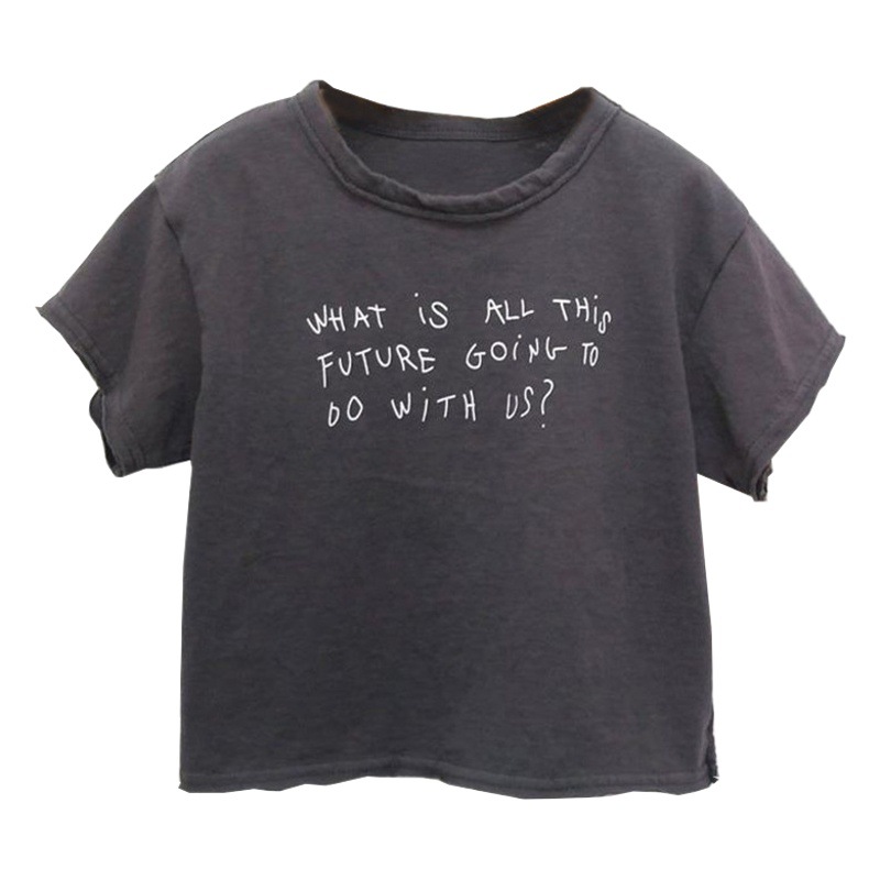 Summer New Children's Casual Top Korean Style Simple Soft Crewneck Letter Printed Cotton Short-sleeved T-shirt for Boys and Girls