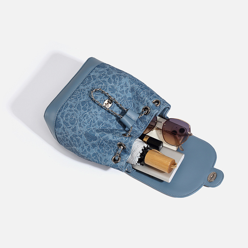 Picture of 2025 New Denim Blue Chain Backpack Niche Light Luxury Fashion Easiest for Match Travel Large Capacity Handbag for Women