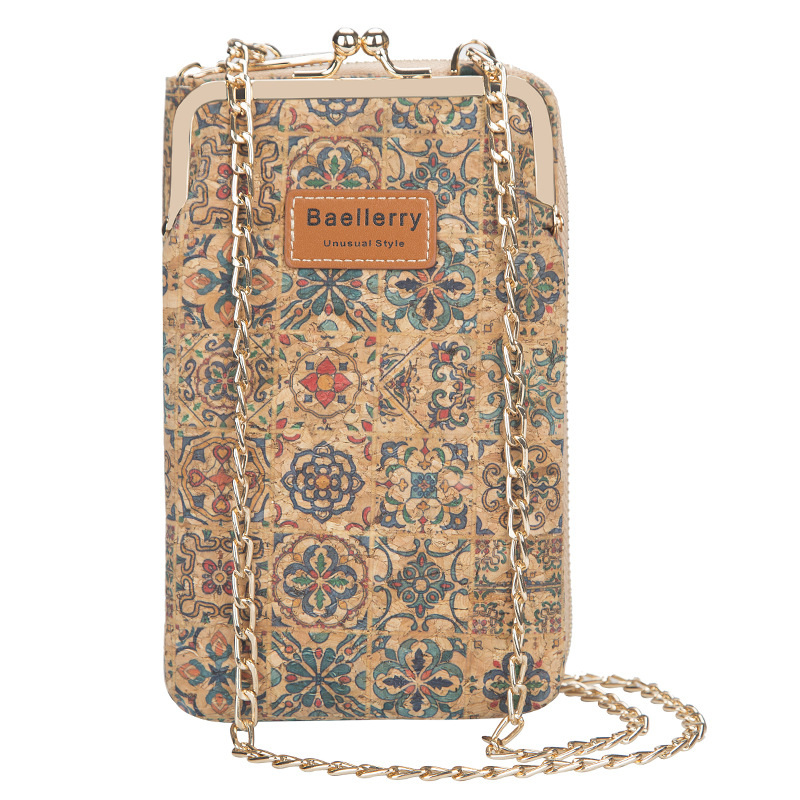 Picture of baellerry ladies wallet vertical wood grain mobile phone bag multi card wallet chain shoulder messenger bag wholesale