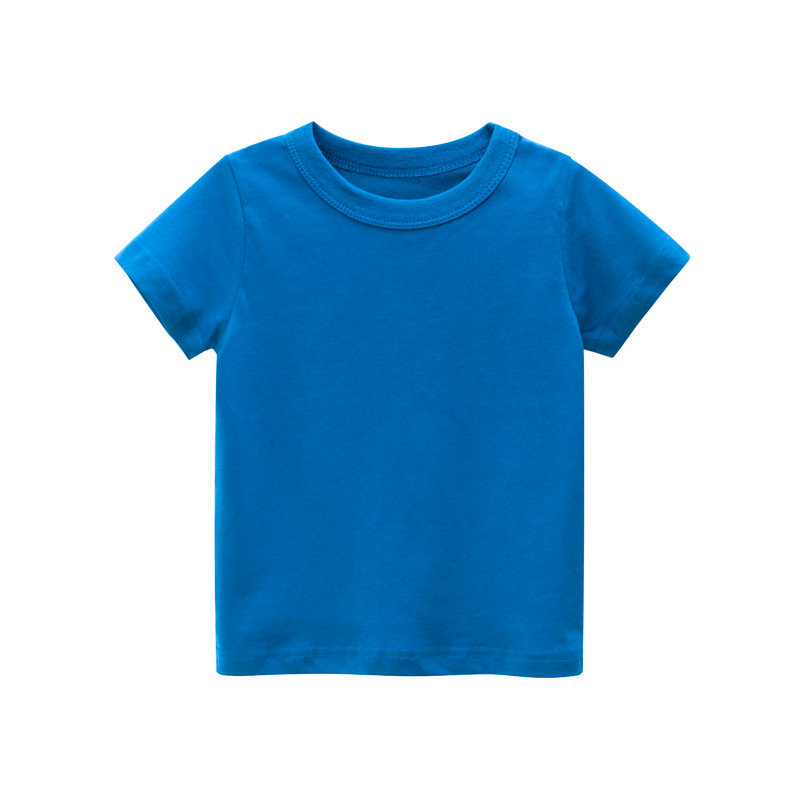 Picture of 27Kids Kidsren's Clothing Summer 2025 Kidsren's Short-Sleeved T-Shirt Advertising Shirt Korean Style Pure Color Unpatterned Kidsren's Clothing