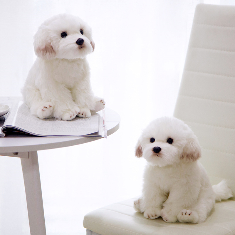 Picture of Simulation marzis dog doll cute plush toy white dog decoration soothing doll birthday gift