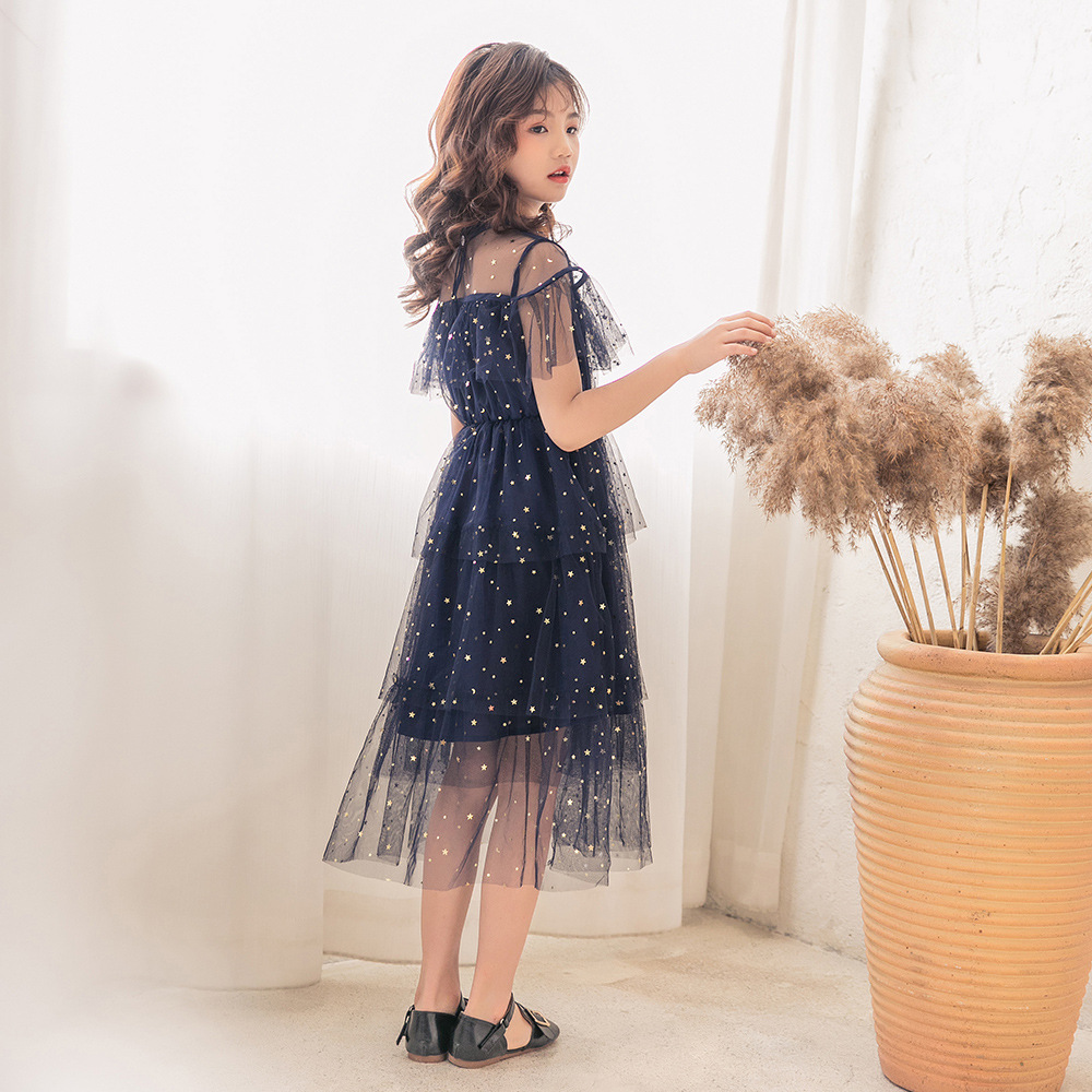 Picture of Aliexpress Amazon Popular Sequin Skirt Cross-Border Children's Clothing Star Mesh Princess Skirt Big Children's Dress 360g