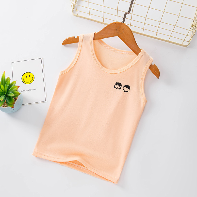 Picture of Summer Children's loose casual I-shaped round neck vest boys and girls solid color cotton vest sleeveless undershirt bottoming top