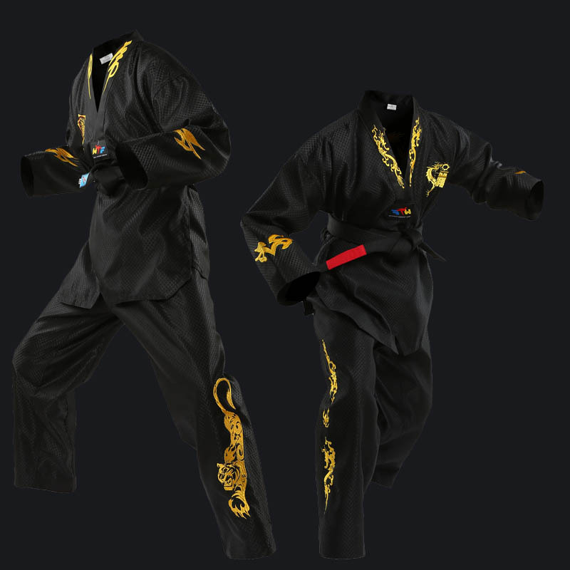 Ktigers Korean Taekwondo Clothing Men's and Women's Black Coaching Clothing Training Clothing Adult Children's Competitive Sports Clothing
