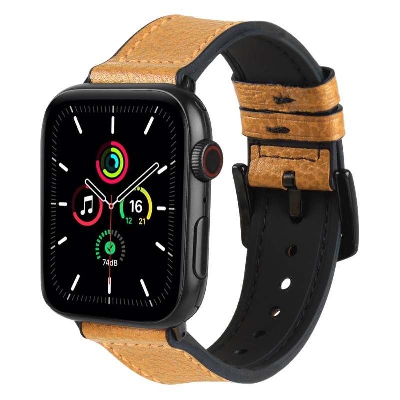 Suitable for Apple Watch Applewatch765S9 Strap Pebbled Iwatch8 Silicone Leather Strap