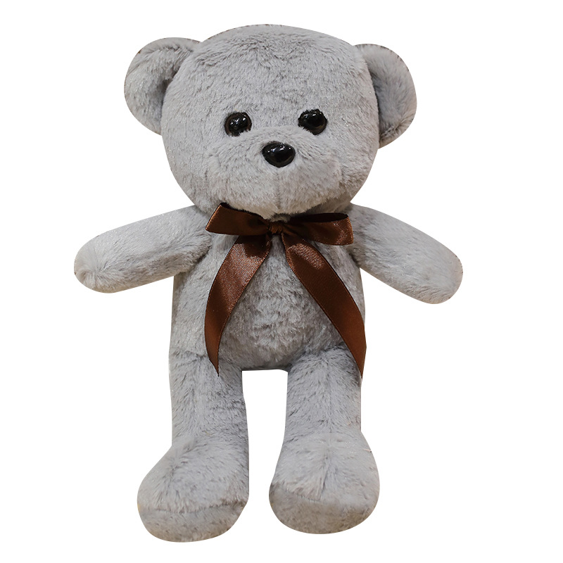 Picture of Factory wholesale rabbit fur ribbon bear wedding gift throw doll plush toy doll machine bow tie bear