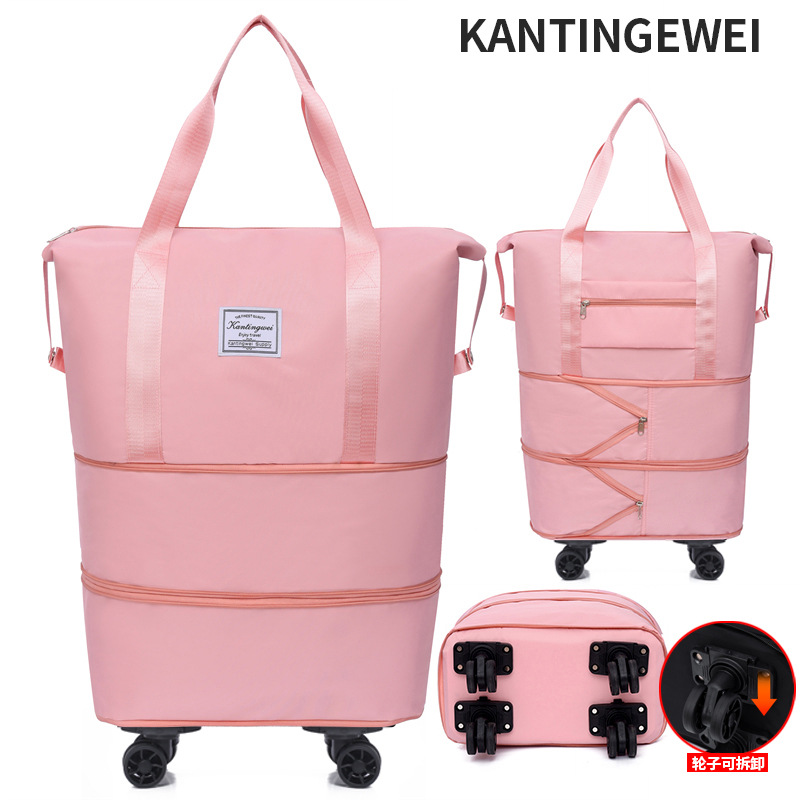 Picture of Large Capacity travel bag double-layer extended universal detachable wheel short trip cover trolley Oxford fitness anti-bag