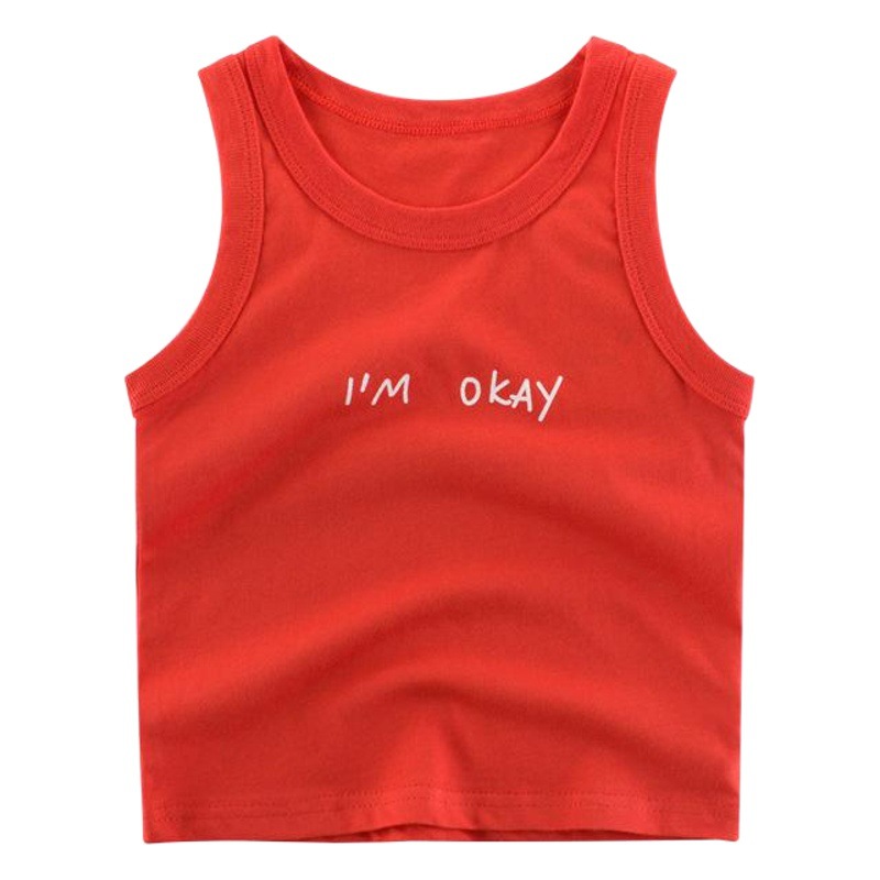 Korean Style Children's Clothing Wholesale Children's Sleeveless Vest Letters Boys Summer New Factory Direct Sales Dropshipping