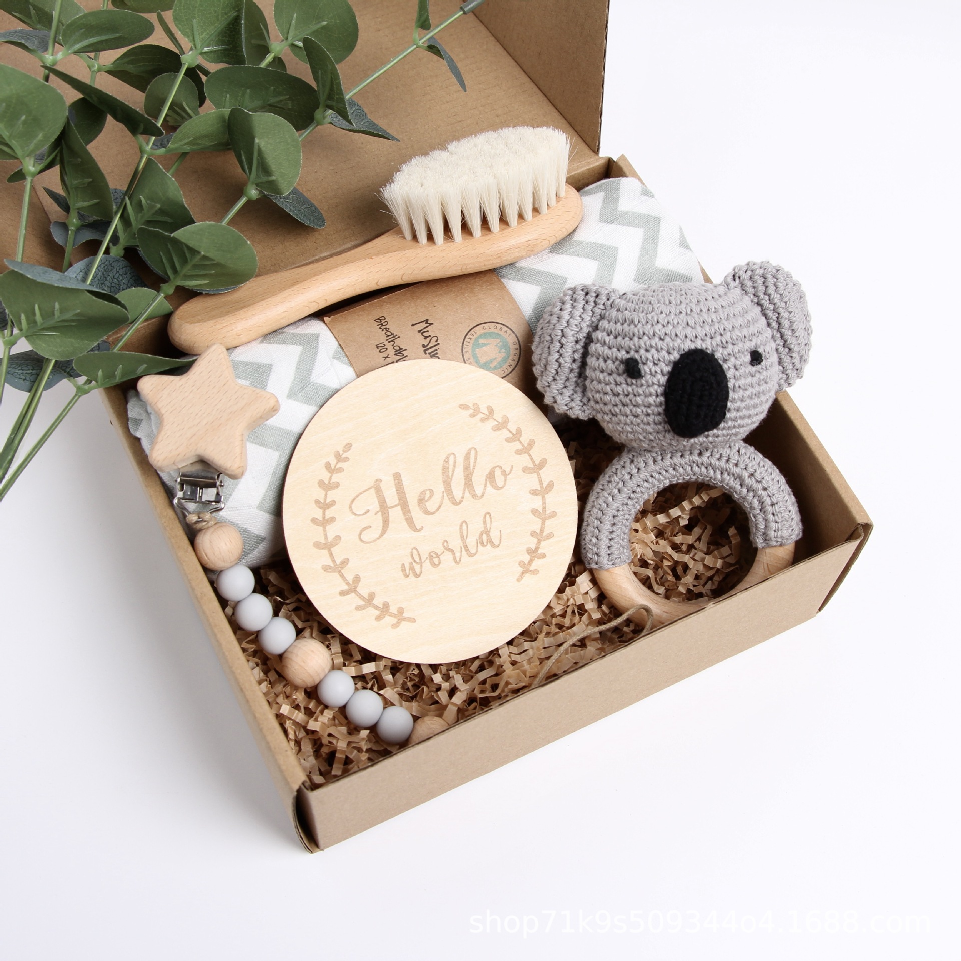 Picture of Baby Shower Gift Rattle Set Cotton Toy Pacifier Clip Blanket