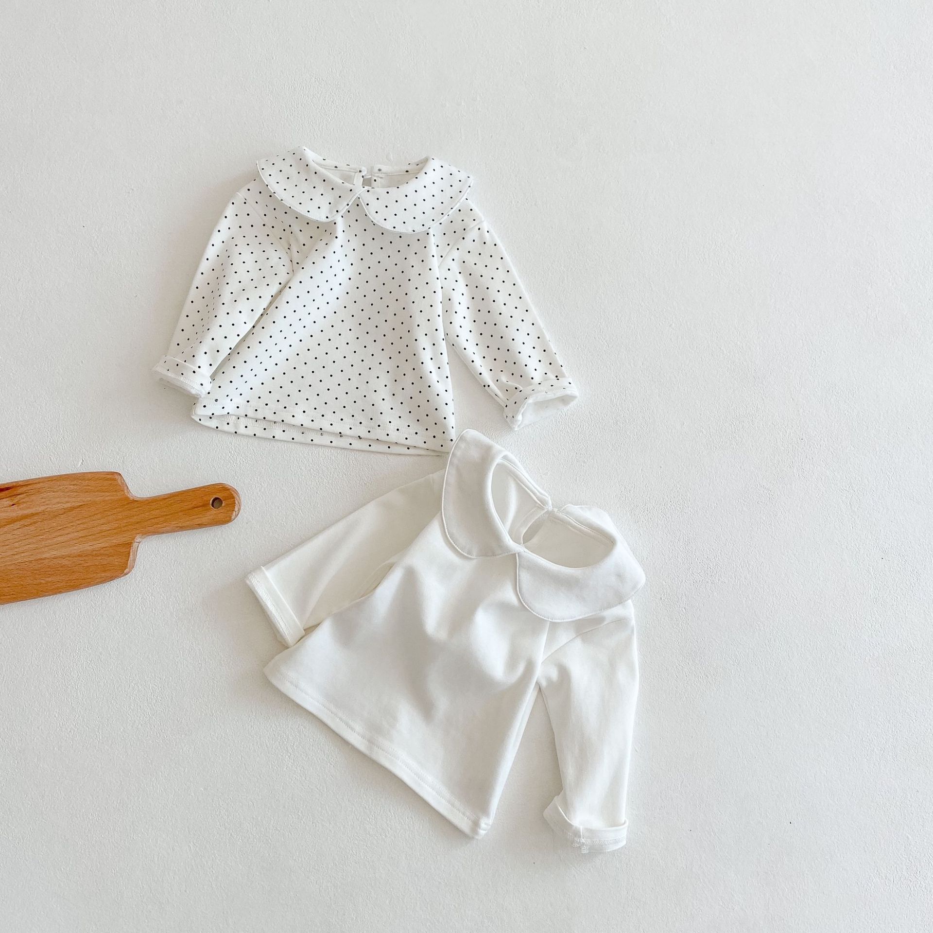 Picture of Baby T-Shirt 2025 Spring Clothing Kidsren's Doll Collar Long-Sleeved Bottoming Shirt Versatile Long-Sleeved T-Shirt Top Puff Sleeves