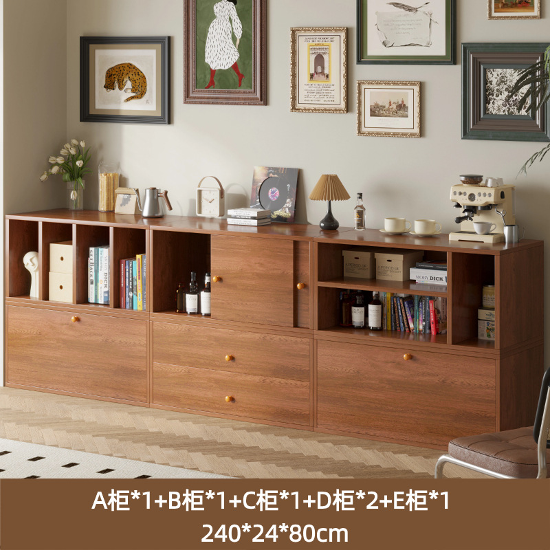 Picture of Solid Wood Bookcase Grid Cabinet Home Floor-Standing Storage Cabinet Living Room Free Combination Cabinet Multi-Layer Storage Shelf Low Cabinet
