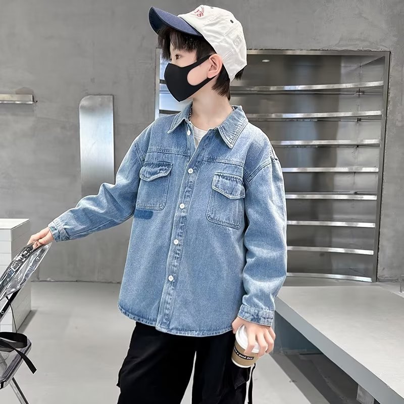 Picture of Boys' spring Denim coat shirt children's 2024 new big children's autumn fried street autumn clothes boys' coat fashion