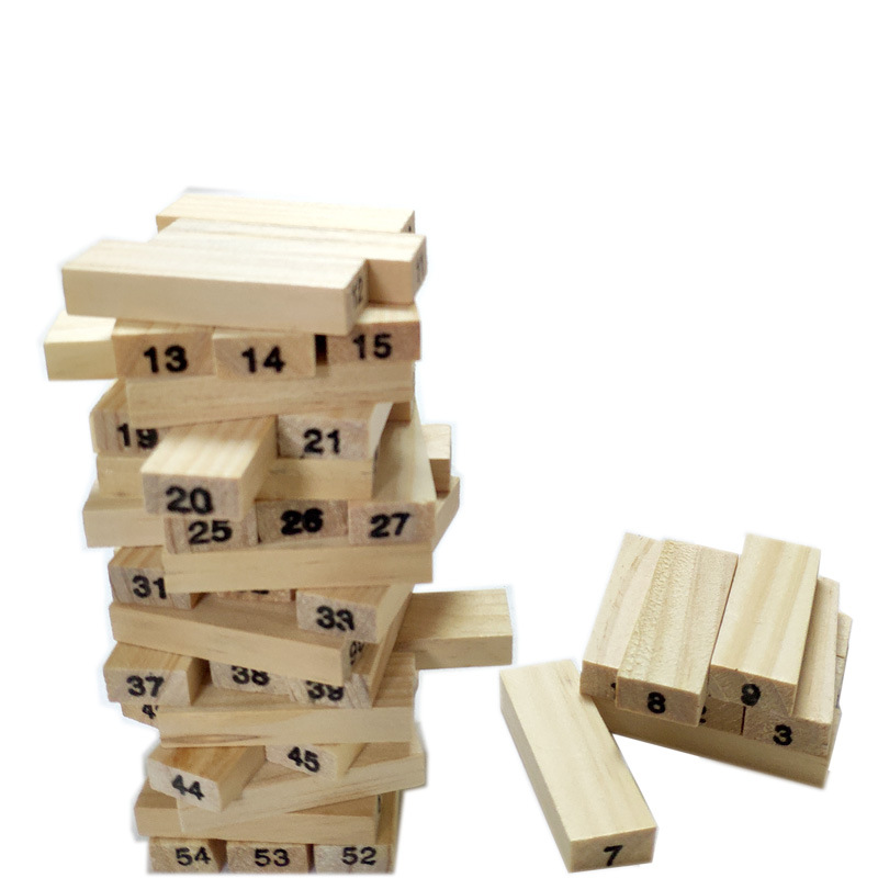 Picture of 54 Pack Color Children's Stacked High Building Blocks Assembled Large Digital Layered Suction Wooden Toy