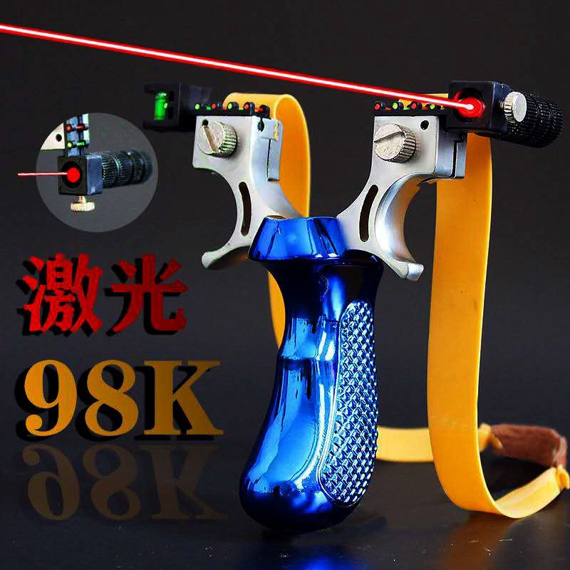 Picture of New alloy 98K laser slingshot flat leather tie-free quick-press clip outdoor recurve elastic rack factory outlet