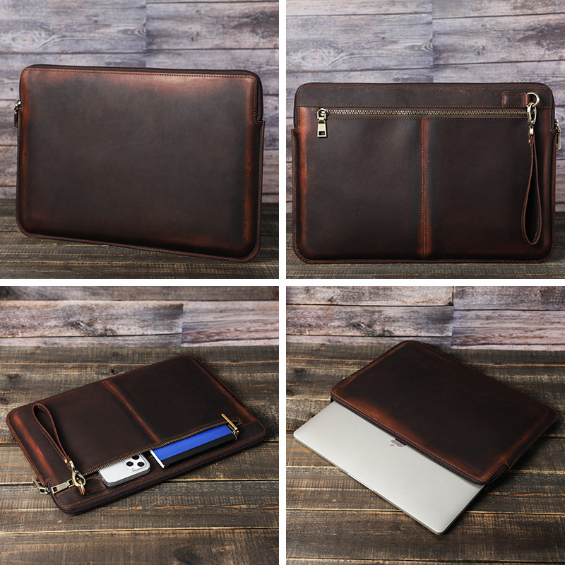 Picture of Suitable for macbookpro15 Leather Protective Case with Wrist Zipper Apple Laptop Inner Bag