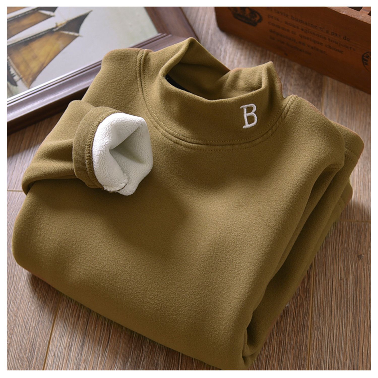 Picture of Boys' Semi-high Collar Base Shirt Winter Autumn and Winter Warm Clothes De Velvet fleece-lined Thickened Large Children's Clothes for Boys