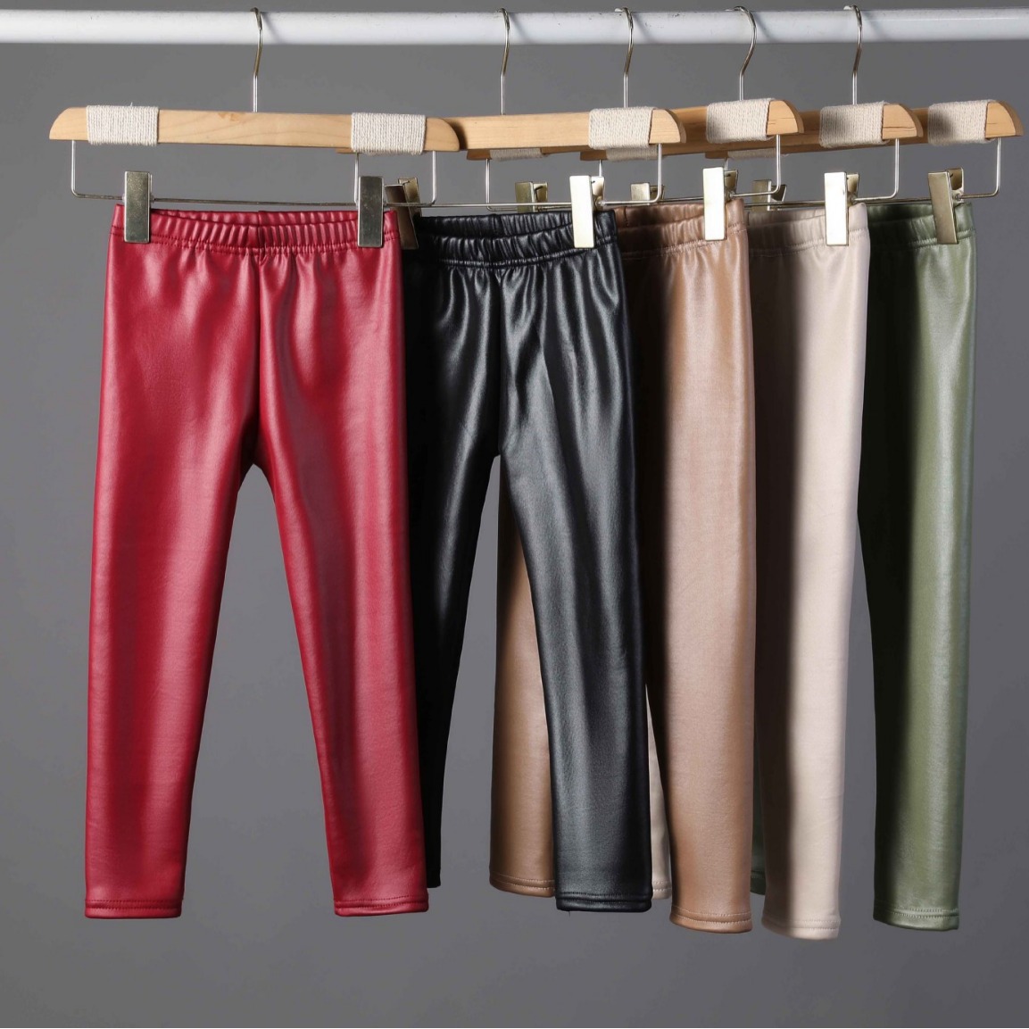 Picture of Children's Imitation Leather Pants, Girls' Candy-Colored Autumn and Winter Velvet Thickeneded Leggings, Warm Pants, Baby Girl's All-In-One Pants