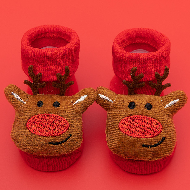 Picture of Newborn baby baby terry socks autumn and winter thick non-slip Christmas socks toddler red floor socks wholesale