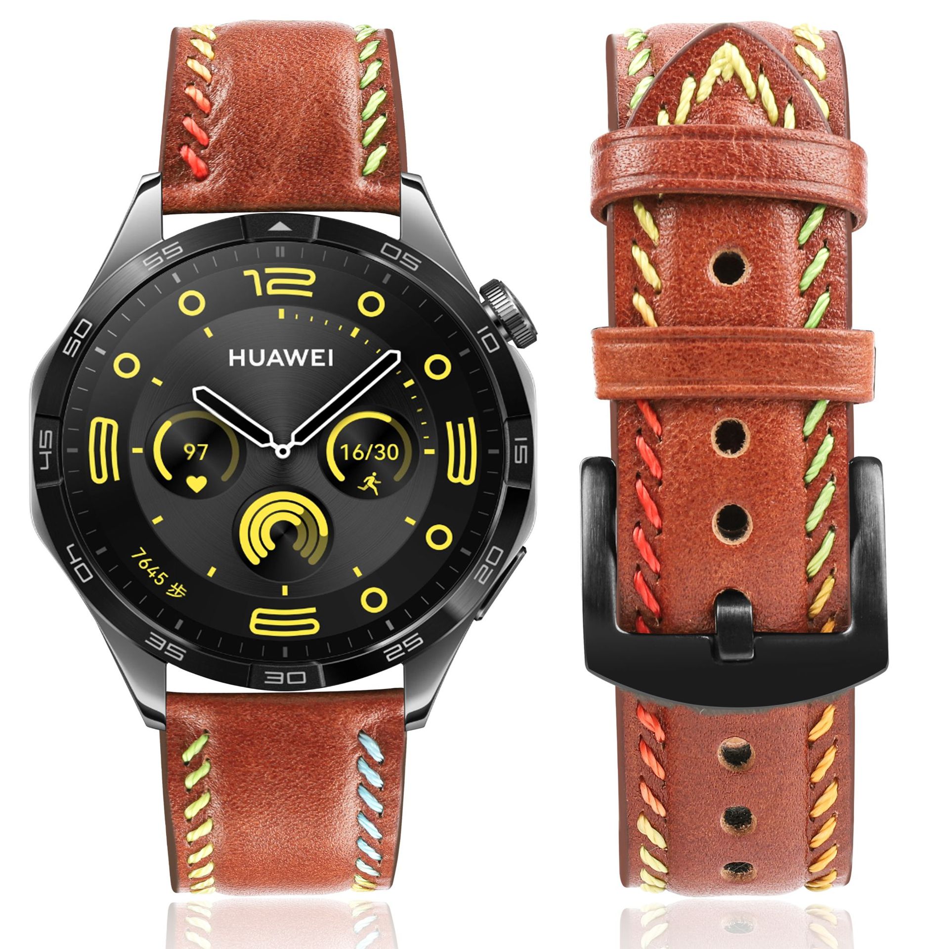 Picture of Suitable for Huawei watch strap genuine leather handmade car line Samsung strap 22mm men and women strap in stock Jiaming Universal