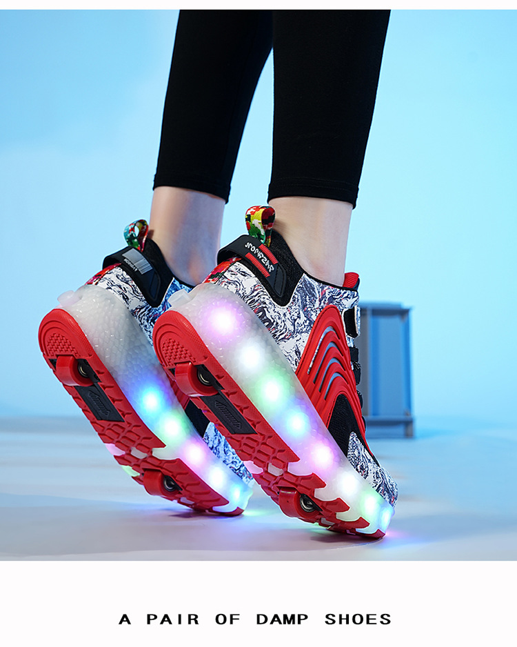 Picture of Cross-border foreign trade helos shoes LED ultra-light luminous charging pulley two-wheel light shoes for boys and girls ice skates invisible