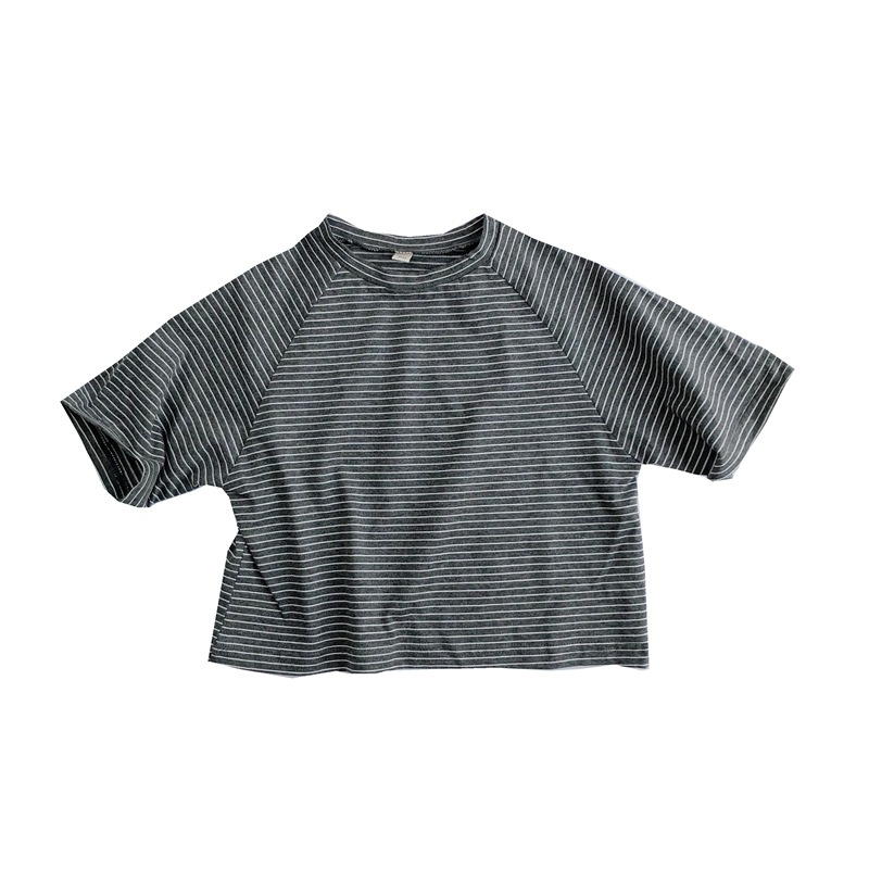 Picture of South Korea Children's Wear Summer Children's Korean-style Basic Striped T-shirt Short Sleeve Half Sleeve Thin Round Neck Middle Sleeve T for Boys and Girls