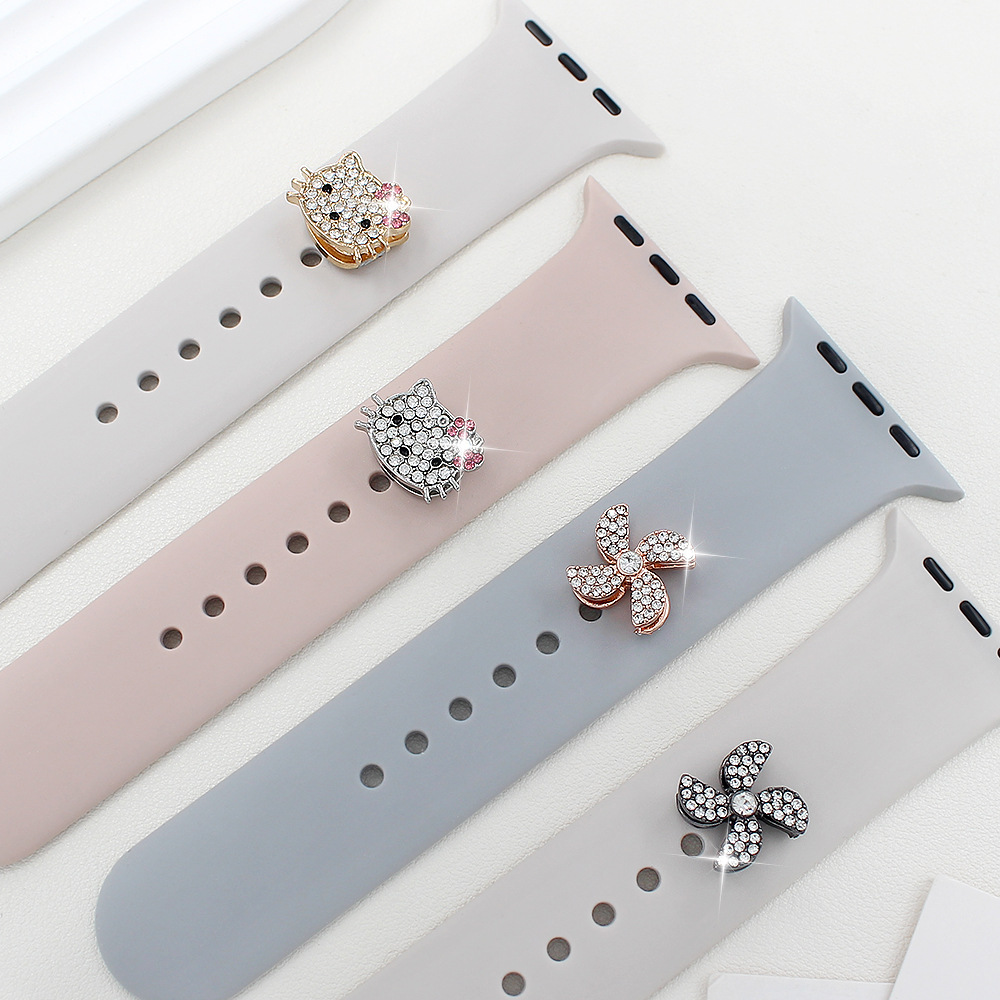 For Apple Watch Strap Decorative Nail Apple Watch Universal Silicone Strap Rotating Windmill Decoration
