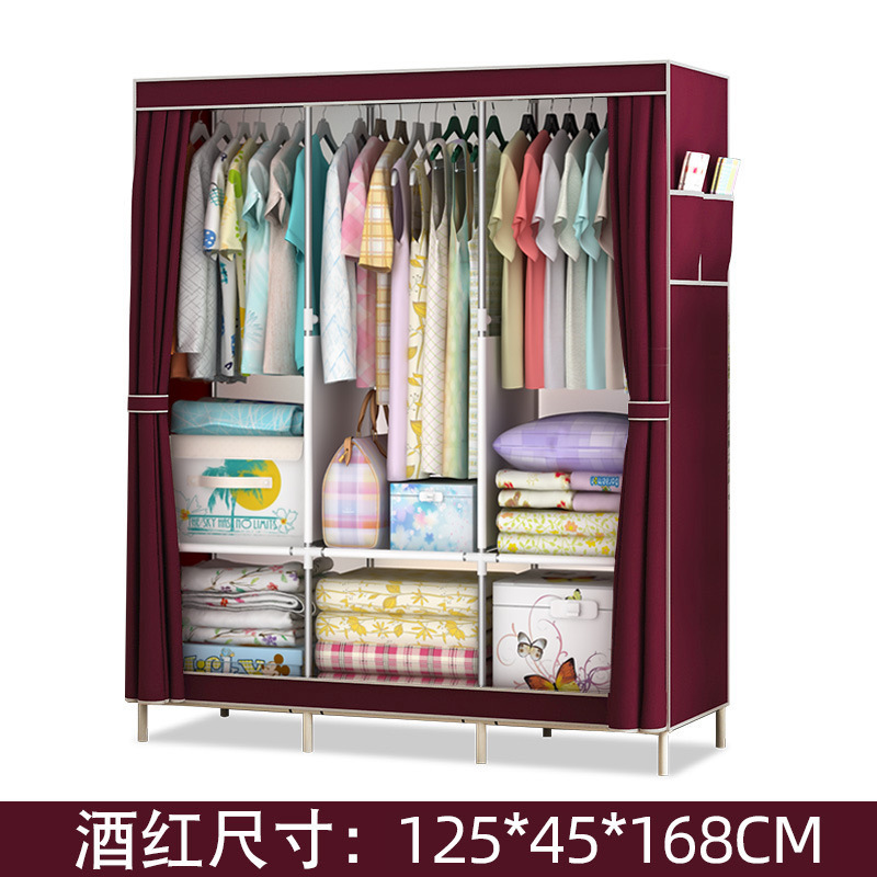 Picture of Ya Ruifan Reinforced Simple Cloth Wardrobe Storage Closet Dustproof Wardrobe Dormitory Steel Frame Reinforced Simple Modern Combination