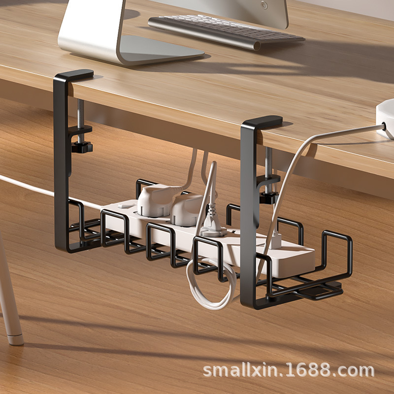 Picture of Thick under-Desk Wire Organiser Wire Socket Organize Storage Box Adjustable Desk Bottom Storage Rack