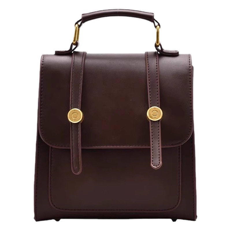 Niche American Retro Buckle Backpack Cross-Body Oxford Bag British Commuter Student Three-Way Carrying School Bag for Women Versatile