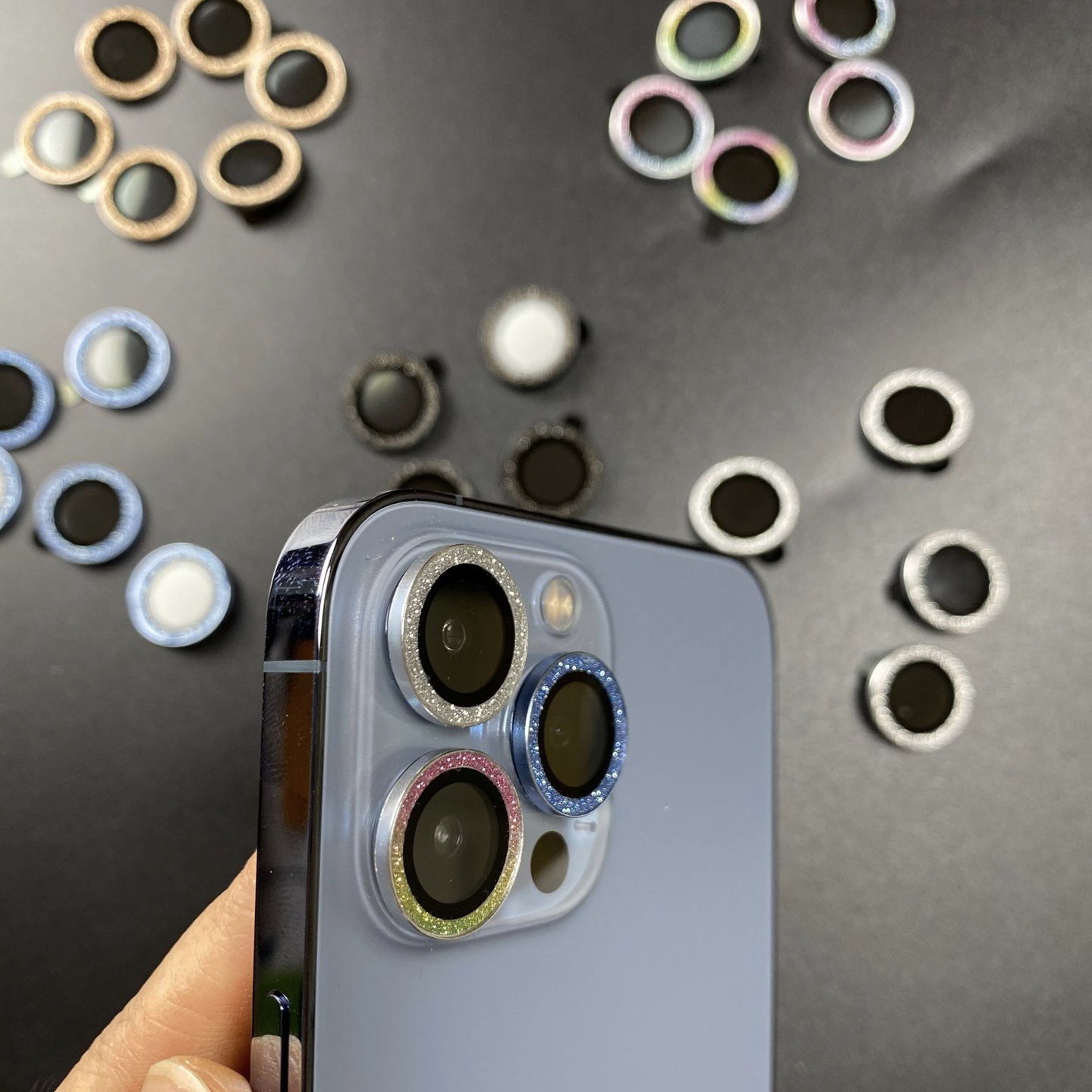 Picture of For Apple 16Promax Eagle Eye Glitter iPhone15 Lens Film i14Plus Flash Drill 13Pro Metal Ring