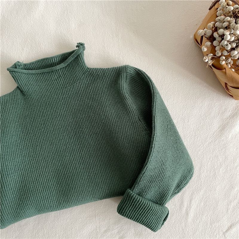 Picture of [in stock children's turtleneck sweater boys and girls semi-turtleneck thin sweater baby core-spun yarn soft elastic