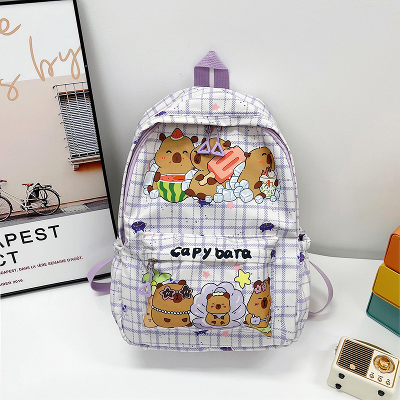 Picture of 2025 New Cartoon Cute Schoolbag for Female Students Kapibala Large Capacity Backpack Backpack for Primary and Secondary School Students