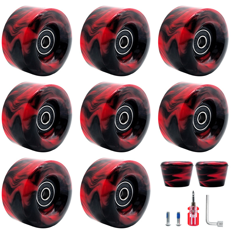 Picture of Double-row Roller skates mixed color non-flashing wheel four-wheel Roller skate accessories PU brake wheel Roller skate wheel