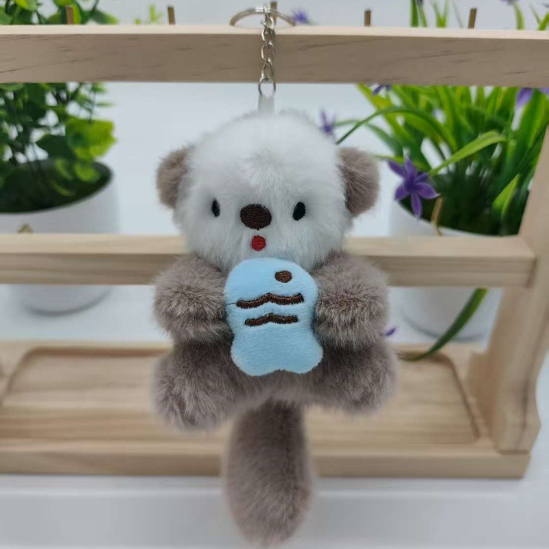 Picture of Trendy Cute Sea Otter Plush Toy Doll Wholesale Fish Cat Figurine Bag Charm Doll Keychain